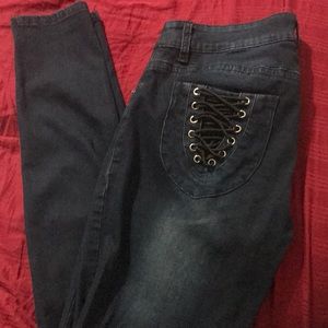 Dark wash skinny jeans